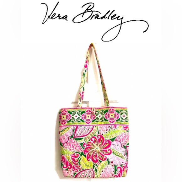 VERA BRADLEY Shoulder Strap TOTE Purse Retired Pinwheel Pink size 14x12 EUC - Picture 12 of 12